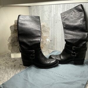 Ralph Lauren Collection/Purple Label Black Leather Riding Boots